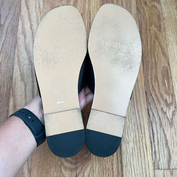 Off-White Paperclip Leather Sandals Black Gold Women’s Size 37 - Picture 5 of 9
